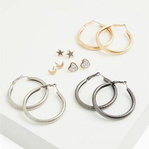 Celestial Stud & Hoop Earrings - Set Of 6